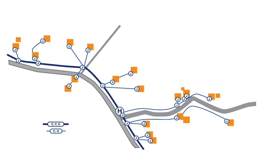 Blown fiber cable network solution for a rural network_